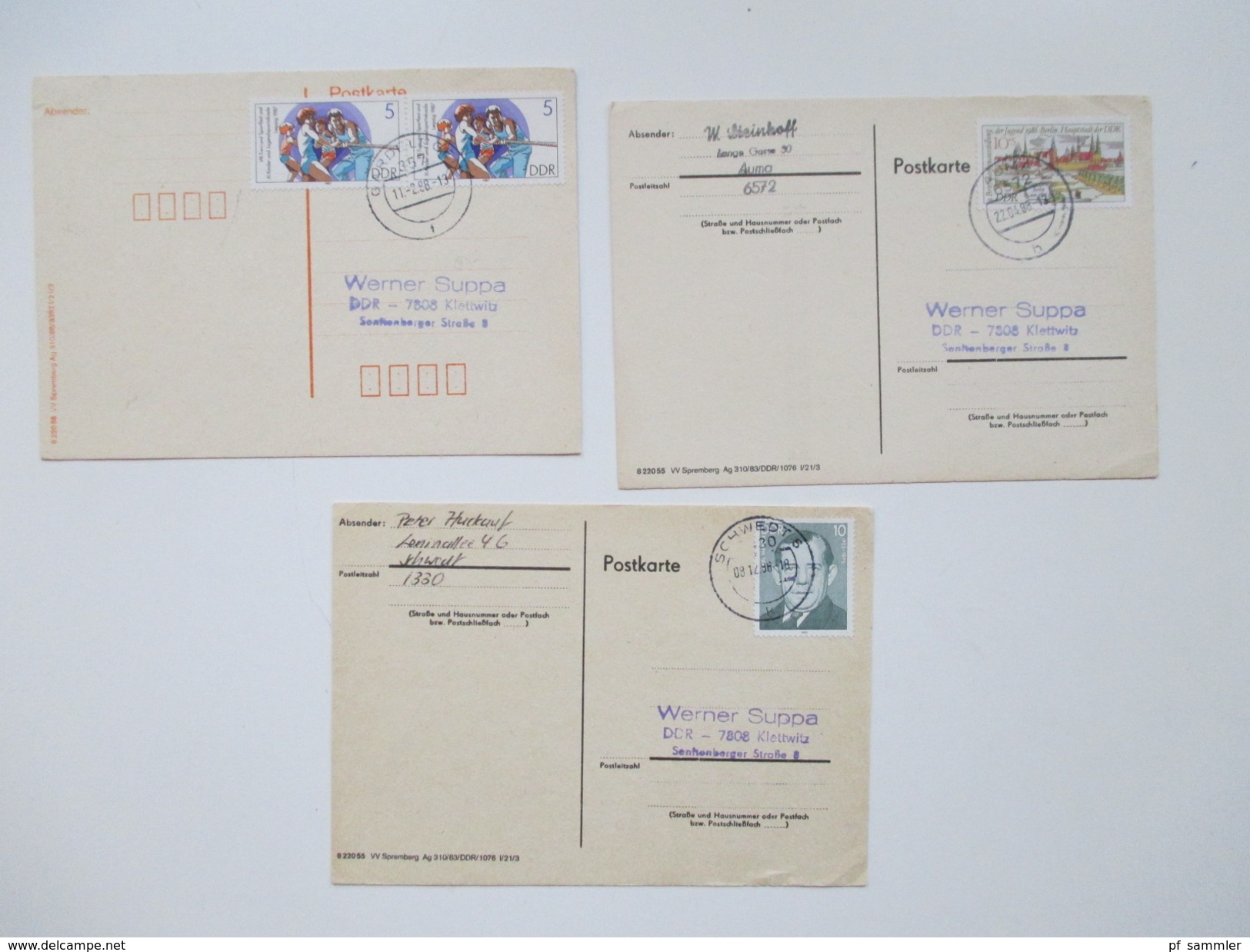 DDR 1986 - 88 Postkarten 215 Stück Sondermarken / Schmalspurbahn Zusammendrucke viele saubere Tagesstempel. Bedarf!