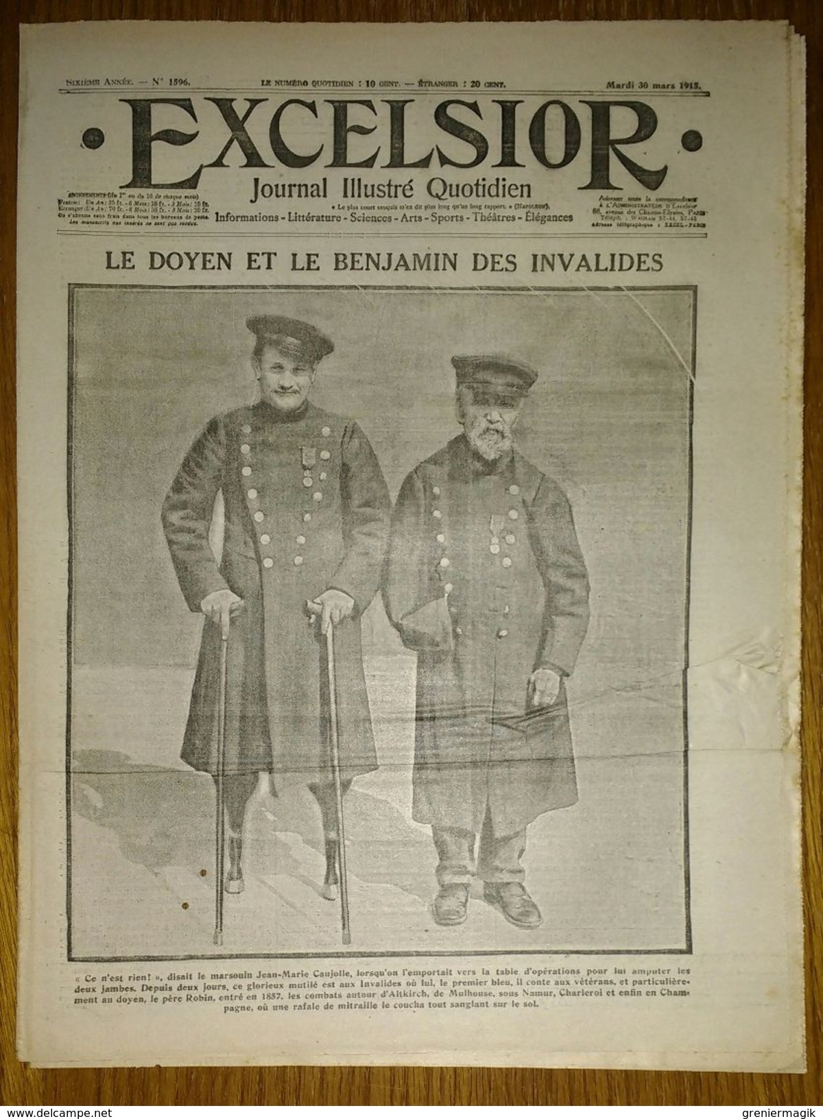 Excelsior N°1596 30/03/1915 Le Doyen Et Le Benjamin Des Invalides - Les Ruines Du Fort De Troyon - WW1 - Autres & Non Classés