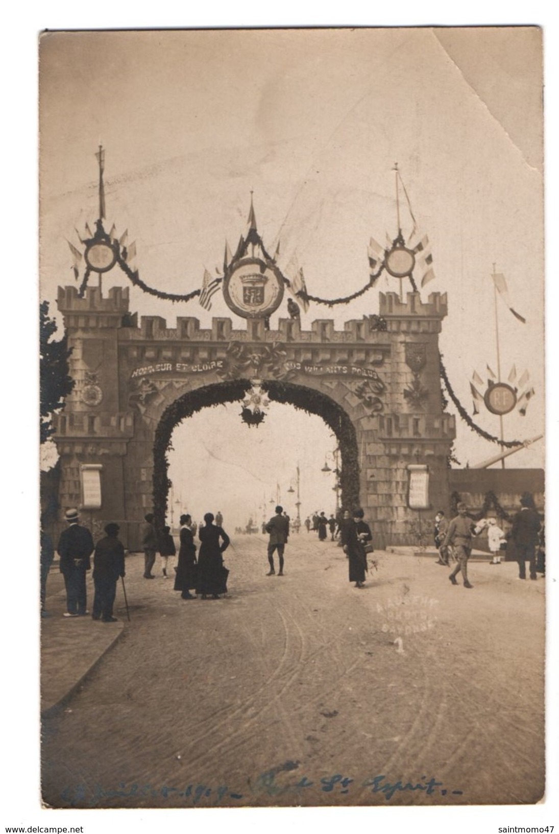 64 - BAYONNE . LE PONT SAINT-ESPRIT 27 JUILLET 1919 . CARTE PHOTO - Réf. N°4093 - - Bayonne