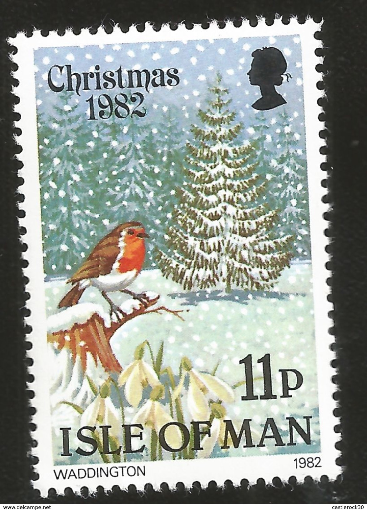 J) 1982 ISLE OF MAN, CHRISTMAS, TREE, BIRD AND SNOW, MNH - Isle Of Man