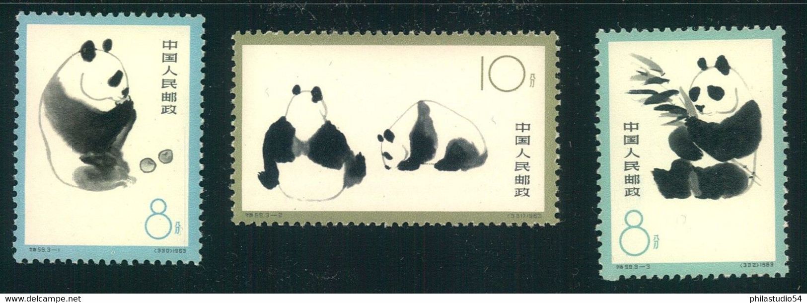 1963, Panda Bears Perforated Complete Mnh - Neufs