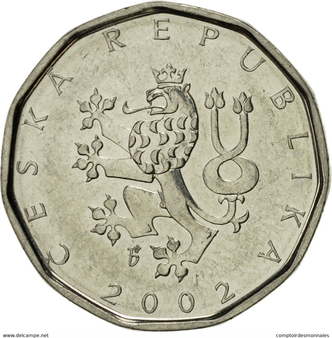 Monnaie, République Tchèque, 2 Koruny, 2002, SUP, Nickel Plated Steel, KM:9 - Tchéquie