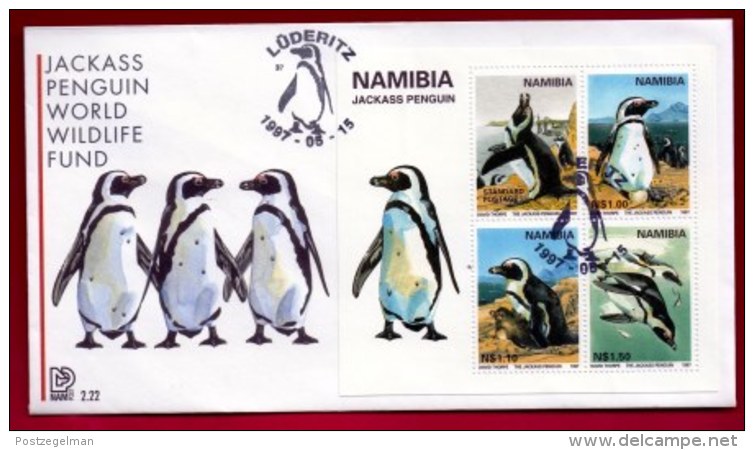 NAMIBIA, 1997, Mint FDC,  W.W.F. Penguins, MI Nr. 2.22ms,  F4049 - Namibië (1990- ...)