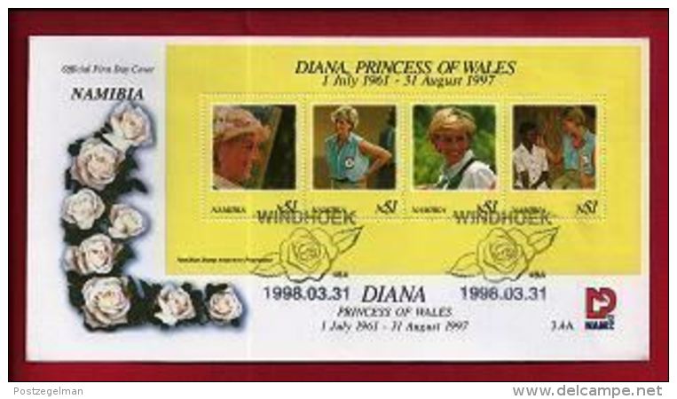 NAMIBIA, 1998, Mint FDC , Diana Princess Of Wales, MI Nr. 3.04ms  F3617 - Namibië (1990- ...)