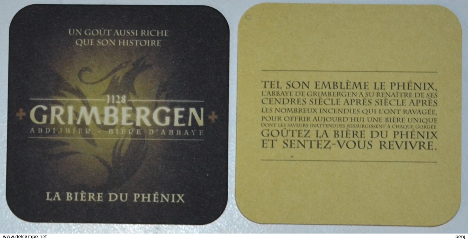 Sous-bock GRIMBERGEN Abdijbier Bière D'abbaye La Bière Du Phénix (phoenix Feniks) Bierdeckel Bierviltje Coaster - Sous-bocks