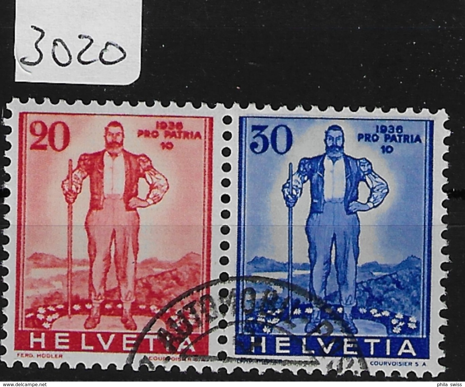 1936 Pro Patria Block Ausschnitt Z24/A295-A296 O - Blocs & Feuillets