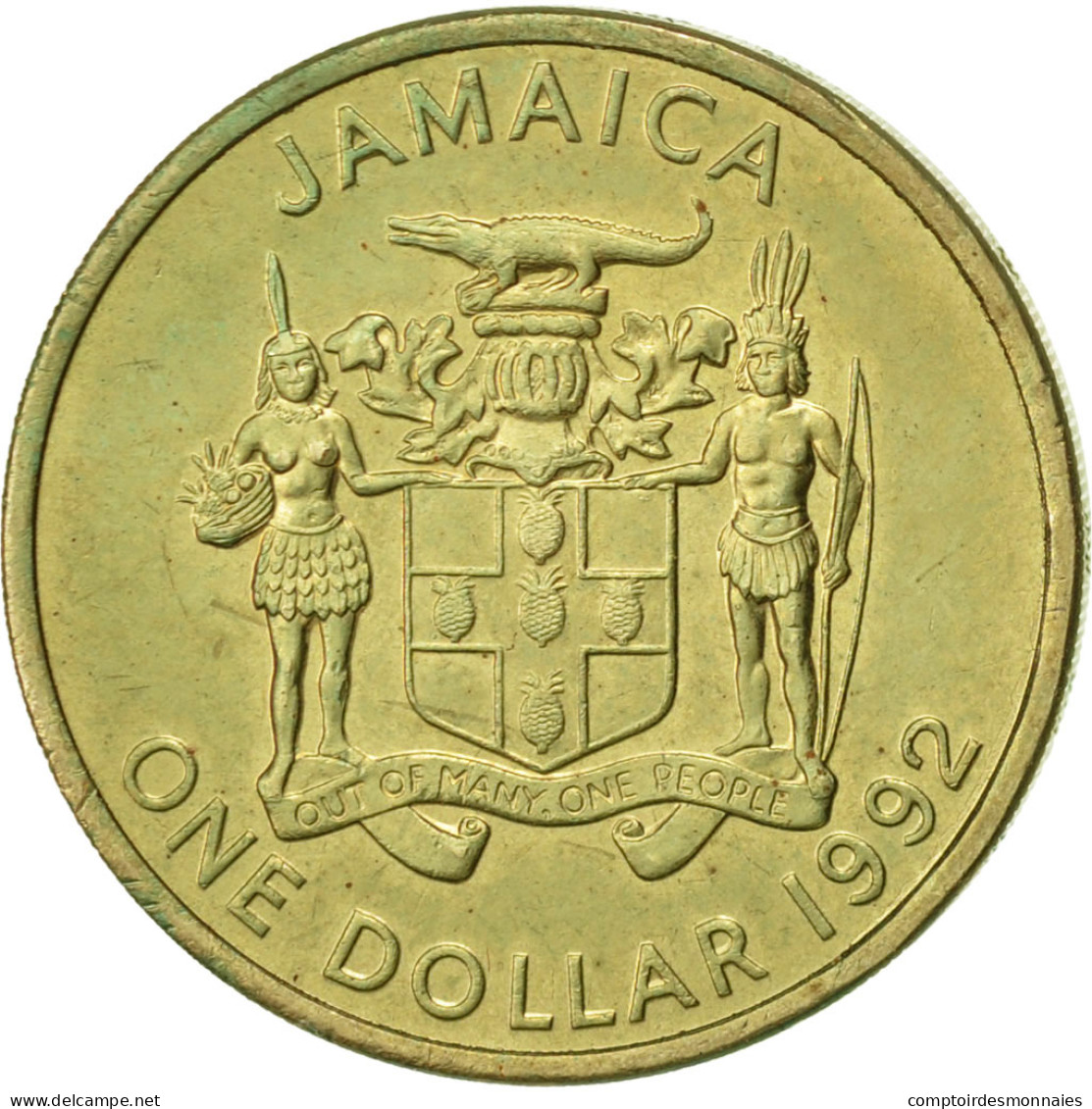 Monnaie, Jamaica, Elizabeth II, Dollar, 1992, Franklin Mint, TTB+, Nickel-brass - Jamaica