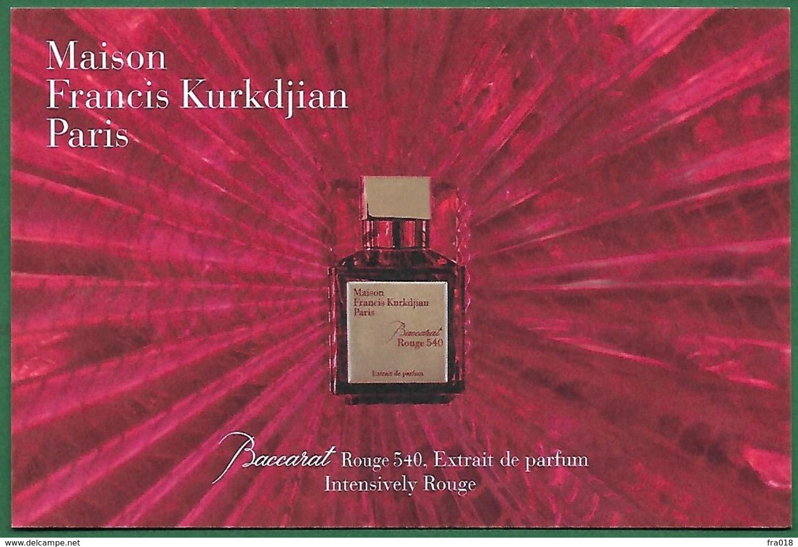 F - Carte Type Postale Francis Kurkdjian - Baccarat Rouge 540 - Perfume Card - USA - Modern (from 1961)