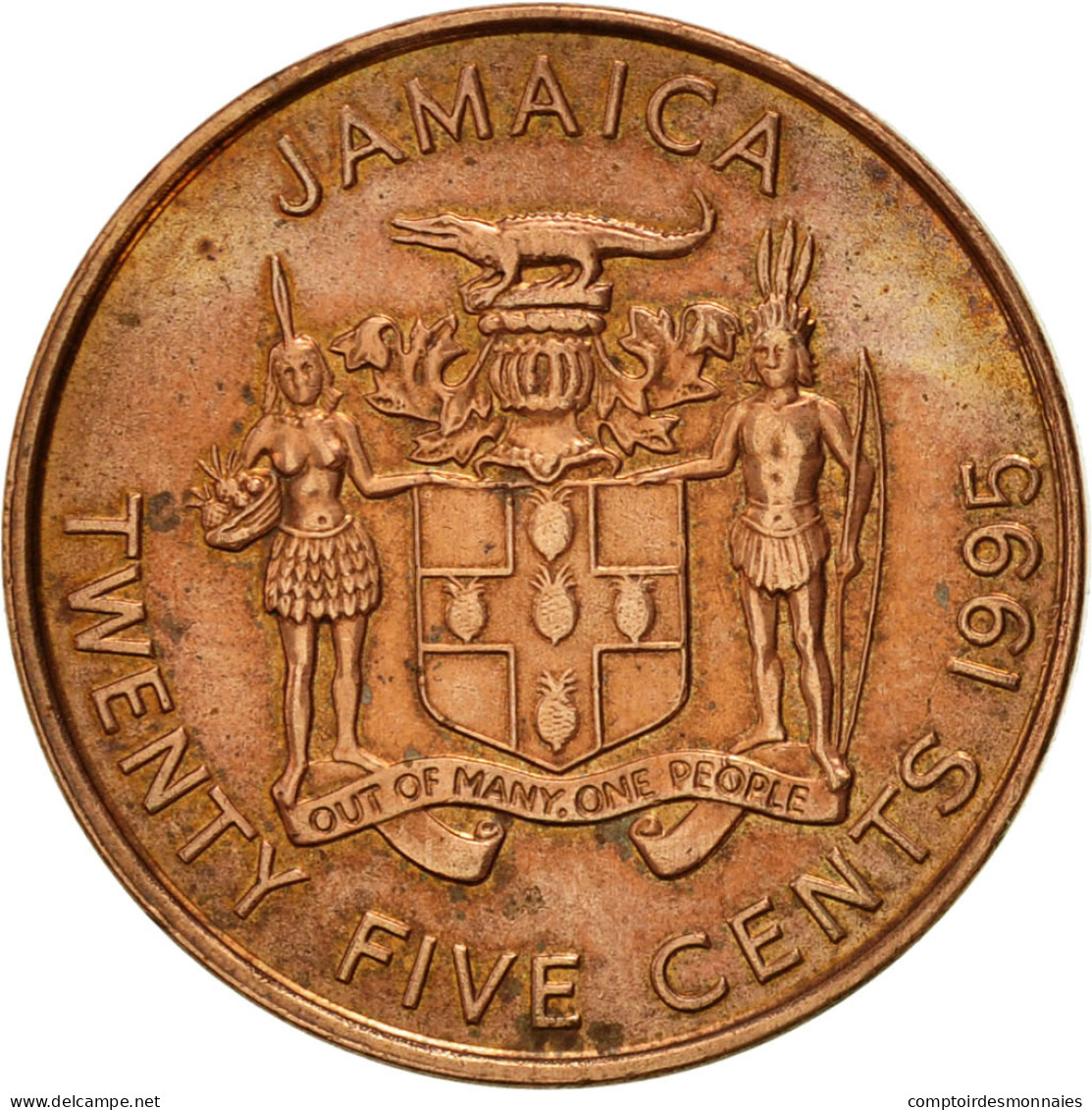 Monnaie, Jamaica, Elizabeth II, 25 Cents, 1995, British Royal Mint, SUP, Copper - Jamaica