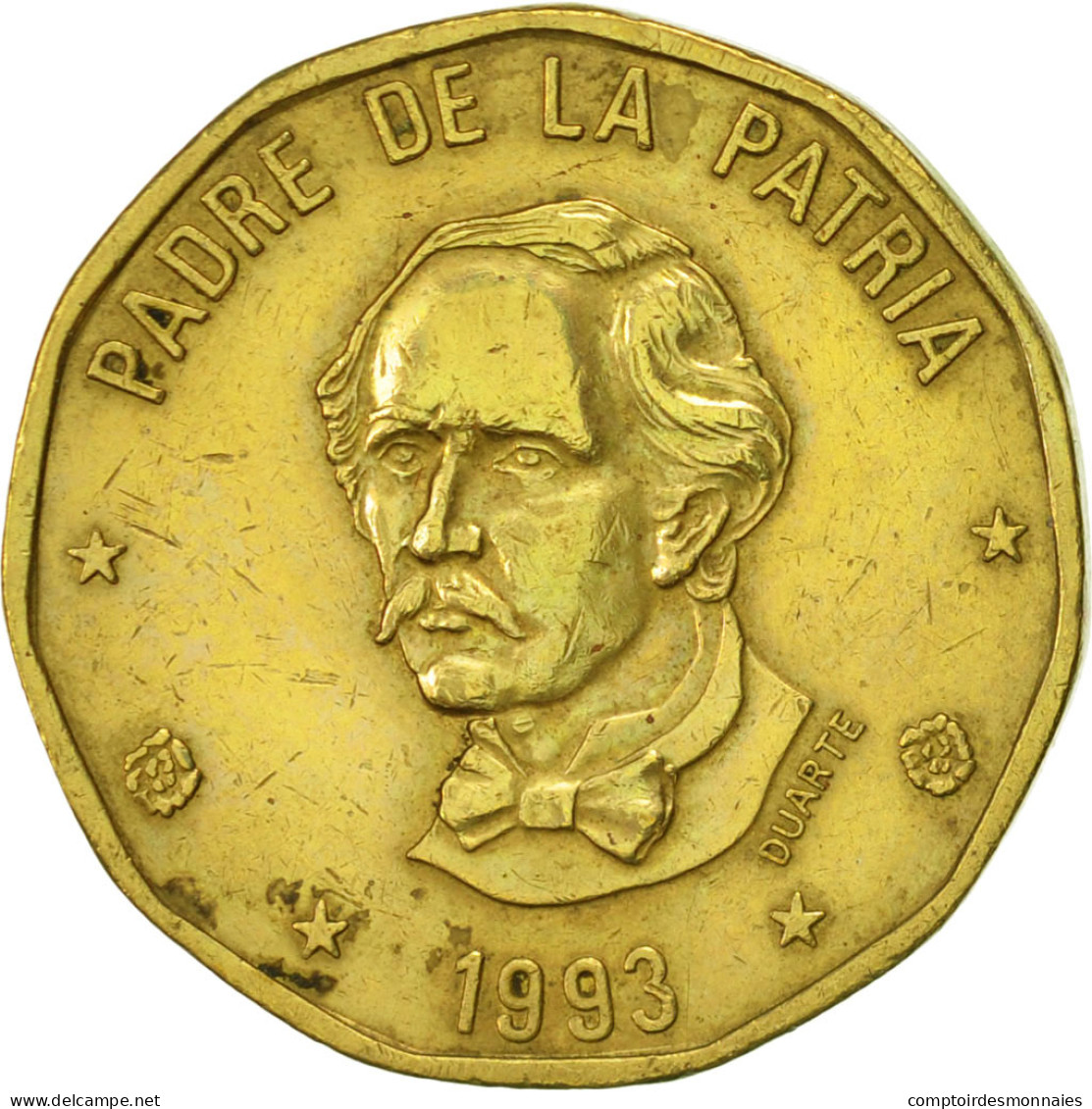 Monnaie, Dominican Republic, Peso, 1993, TTB+, Laiton, KM:80.2 - Dominikanische Rep.