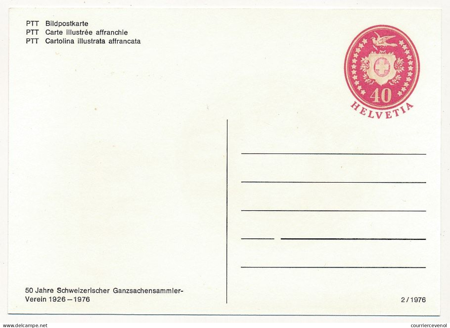 SUISSE - 4 CP ENTIERS POSTAUX - Projet Pour Les Enveloppes Officielles 1867 - Oblit Journée Aérophilatélie 1976 + 1 Neuf - Ganzsachen