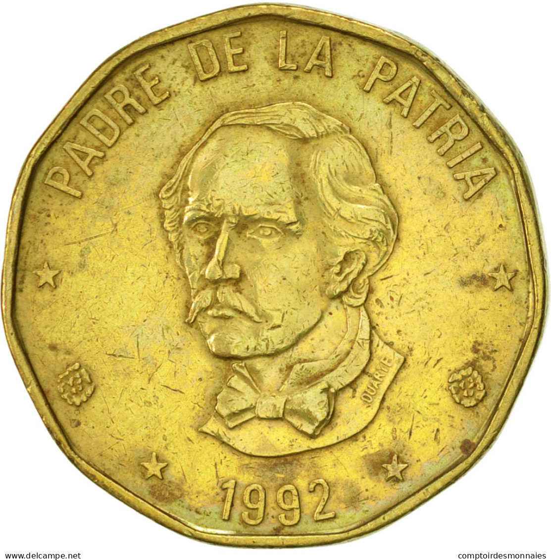 Monnaie, Dominican Republic, Peso, 1992, TTB+, Laiton, KM:80.1 - Dominicana