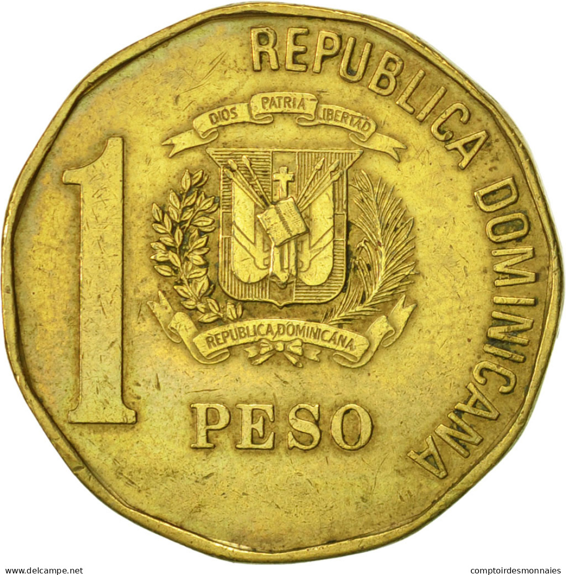Monnaie, Dominican Republic, Peso, 1992, TTB+, Laiton, KM:80.1 - Dominicaine