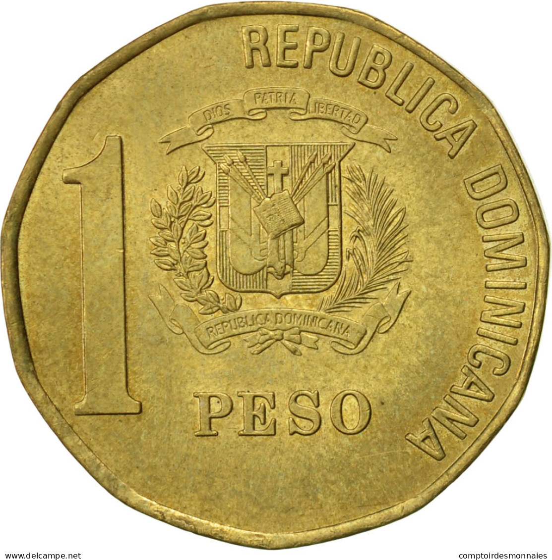 Monnaie, Dominican Republic, Peso, 2002, TTB+, Laiton, KM:80.2 - Dominicaine