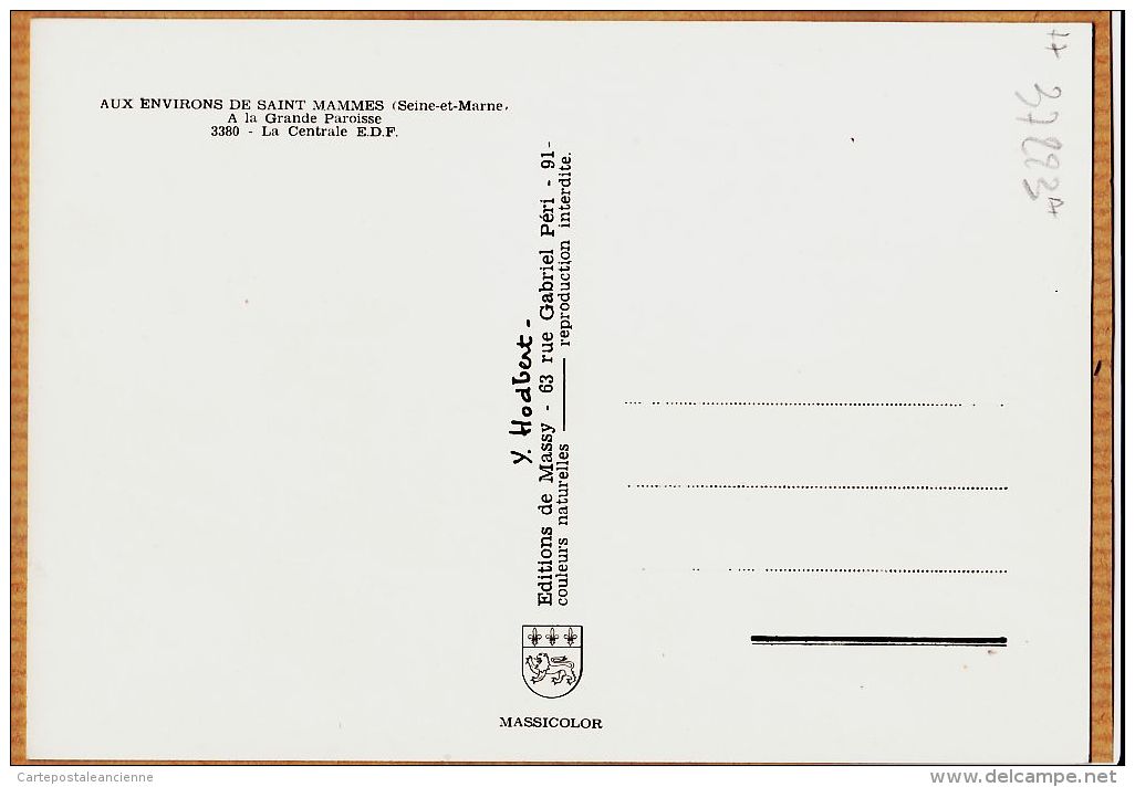X77155 GRANDE-PAROISSE Environs SAINT-MAMMES Seine-Marne La Centrale Thermique Charbon E.D.F  1960s Cliché HODBERT 3380 - Saint Mammes
