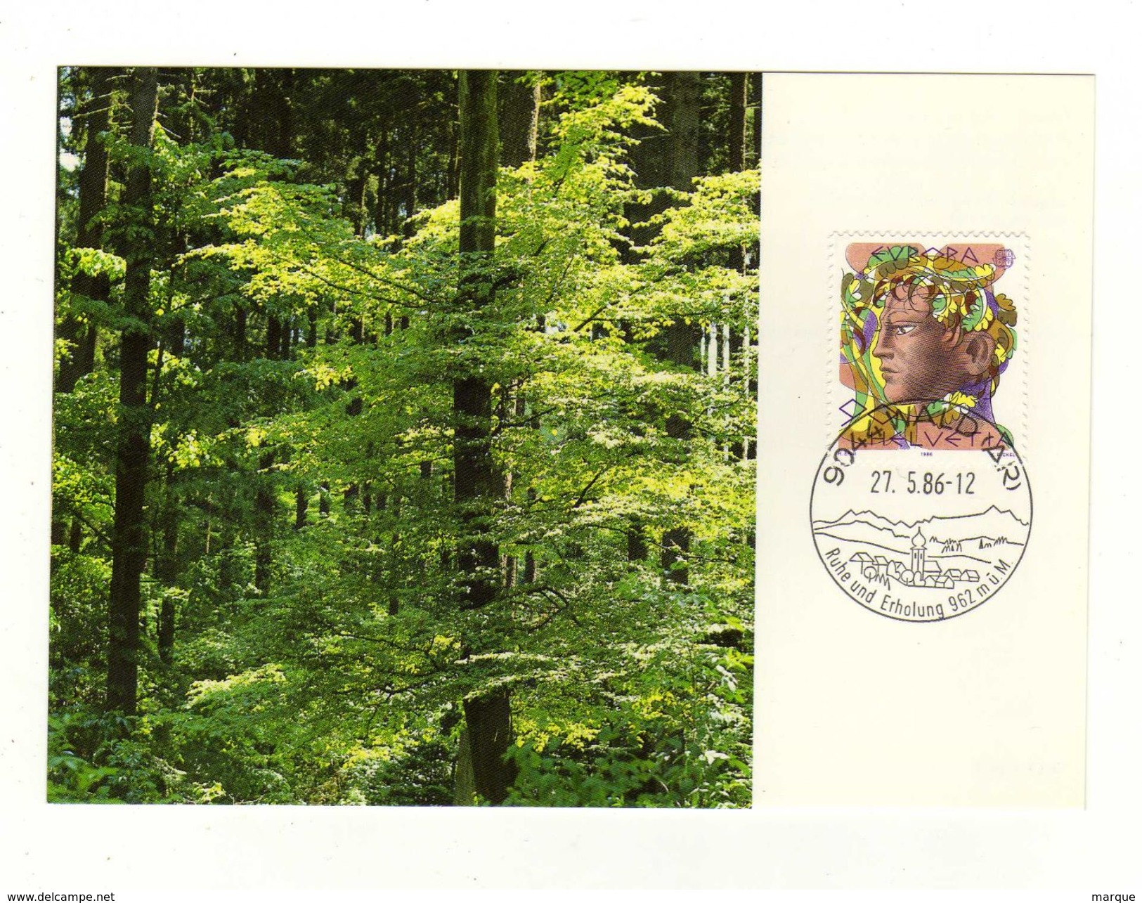 Carte 1er Jour HELVETIA SUISSE Oblitération 9044 WALD AR 27/05/1986 - Cartes-Maximum (CM)