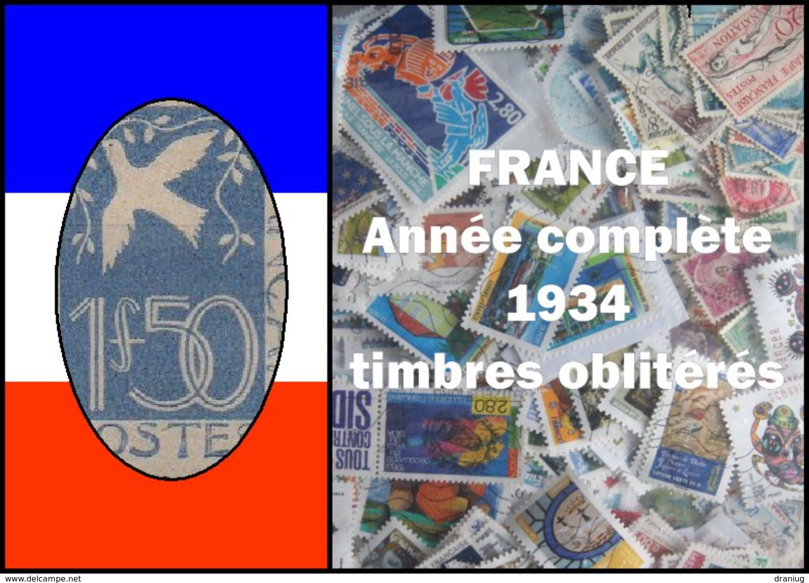 France Année Complète 1934 Oblitérés Cachets à Date - ....-1939