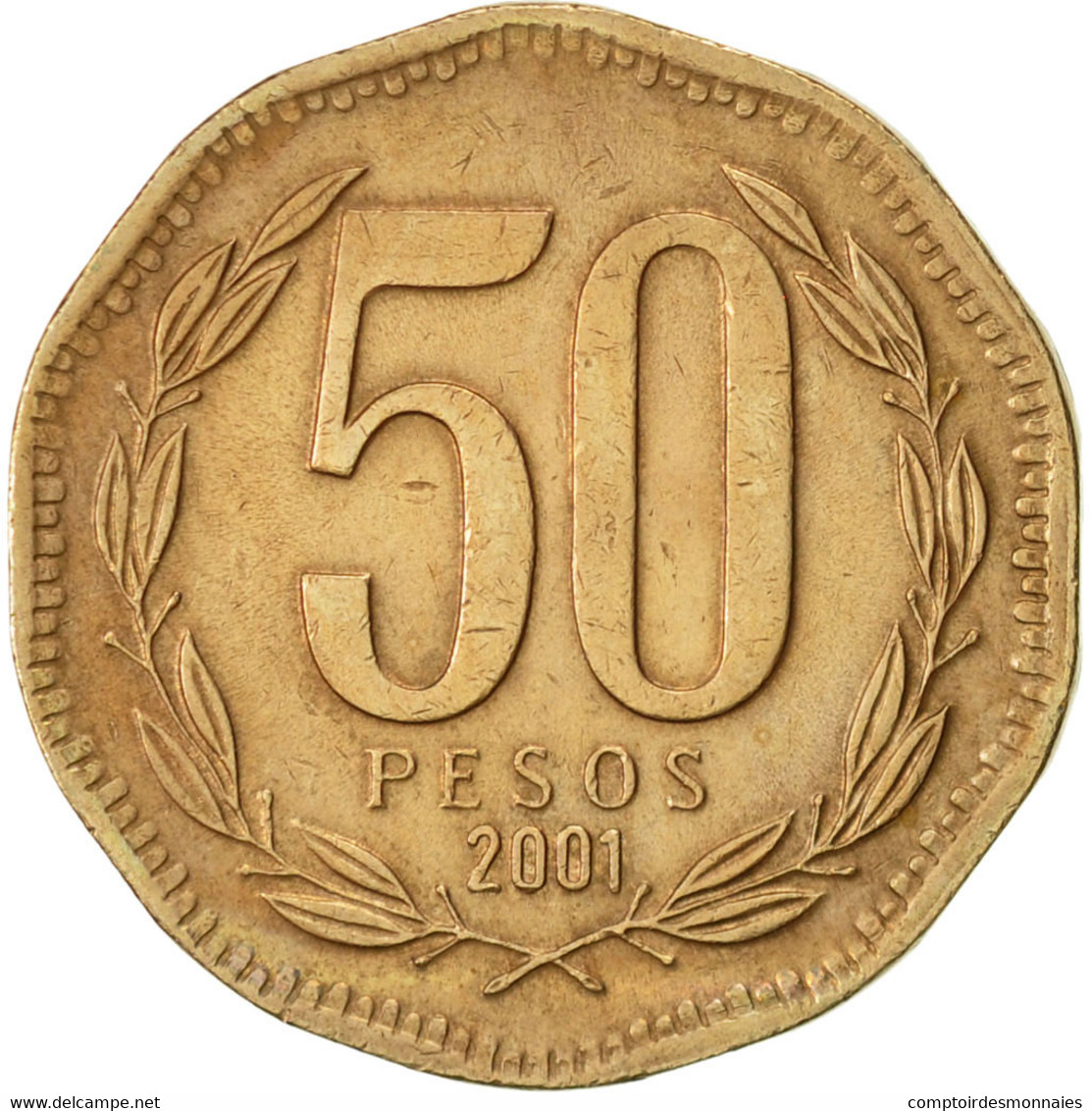 Monnaie, Chile, 50 Pesos, 2001, SUP, Aluminum-Bronze, KM:219.2 - Chili