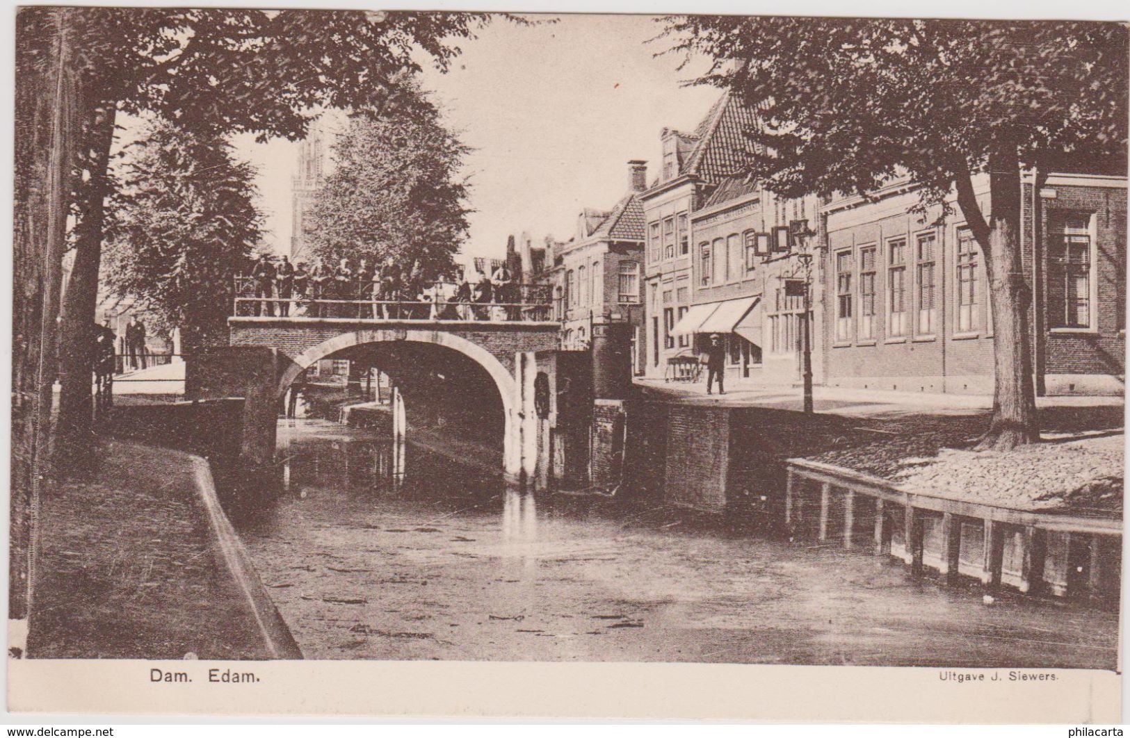 Edam - Dam Met Volk Op Brug - Begin 1900 - Edam
