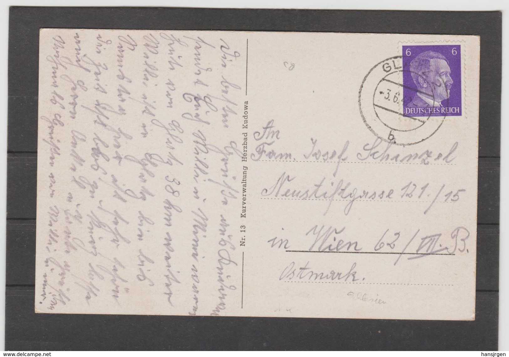 PRW58  POSTKARTE JAHR 1942 HERZBAD KUDOVA SCHLESIEN GEBRAUCHT  SIEHE ABBILDUNG - Schlesien