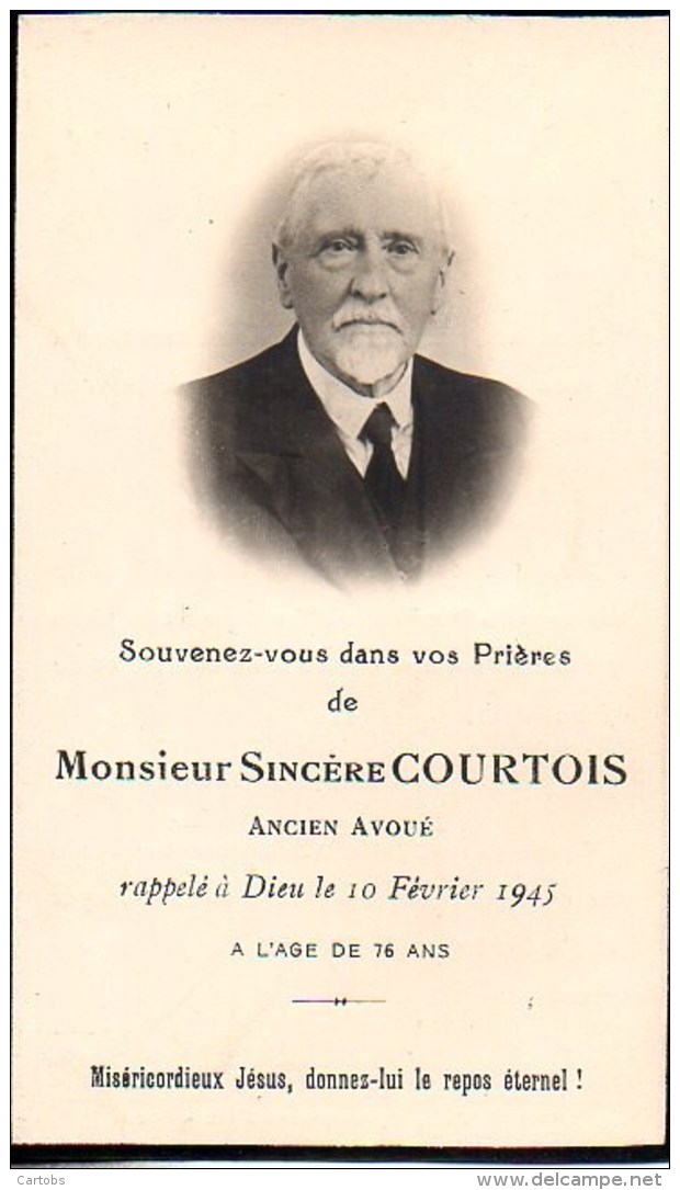 FAIRE-PART Du Décès De Monsieur Sincère Courtois Le 10 Février 1945 - Décès