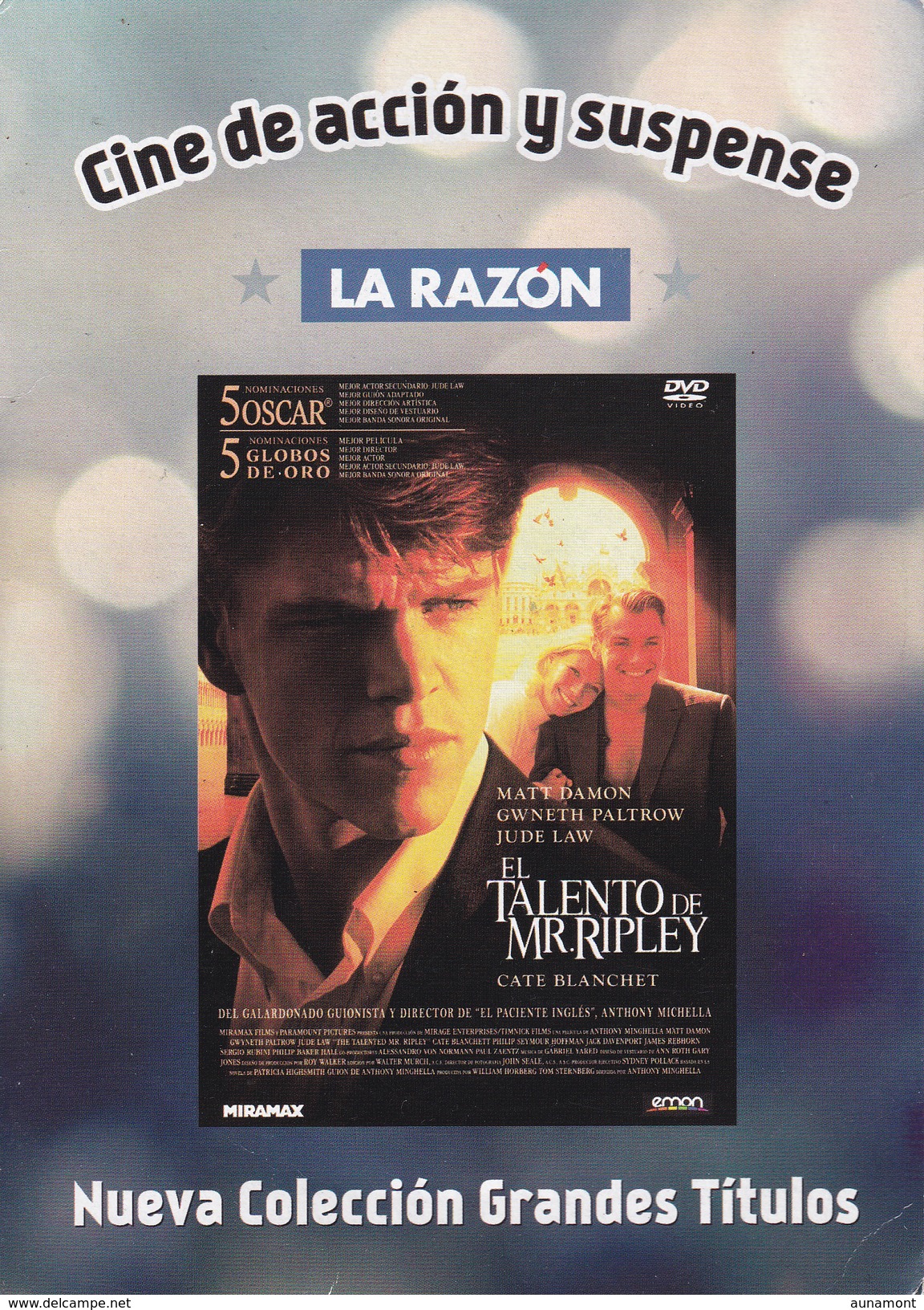 Español--Cine Accion Y Suspense--El Talento De Mr.Ripley--Mat Damon--5 OSCAR - Konvolute