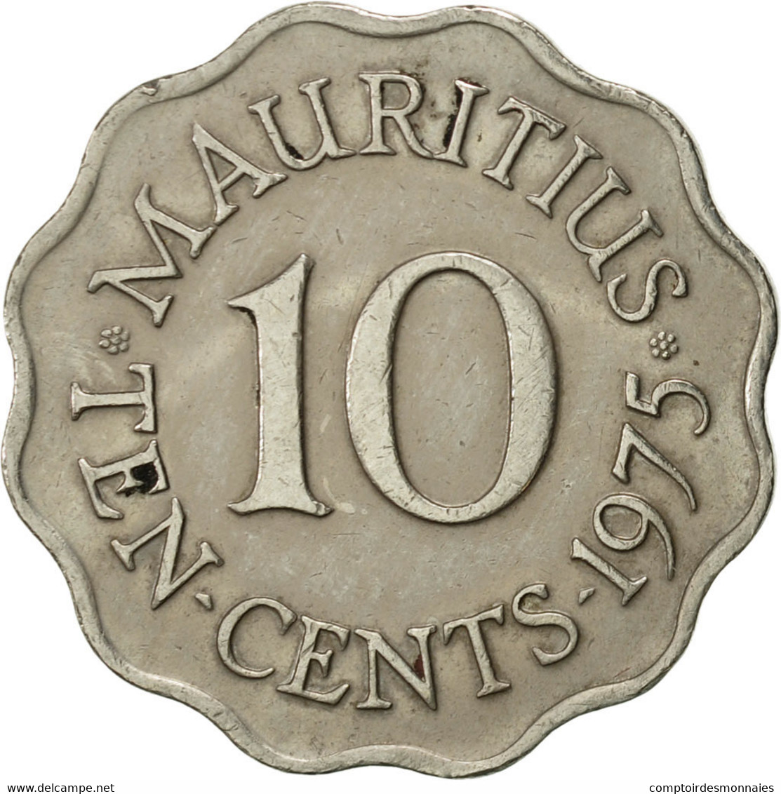 Monnaie, Mauritius, Elizabeth II, 10 Cents, 1975, TTB, Copper-nickel, KM:33 - Mauritius