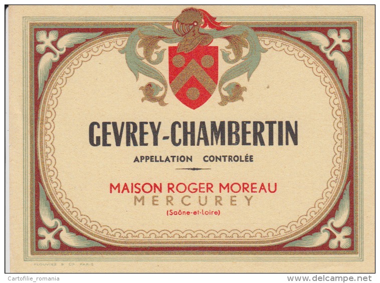 Gevrey Chambertin Mercurey Saone Et Loire Wine Label/etiquette De Vin - Sonstige & Ohne Zuordnung