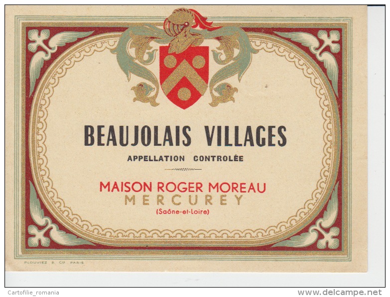 Beaujolais Villages Mercurey Wine Label/etiquette De Vin - Autres & Non Classés