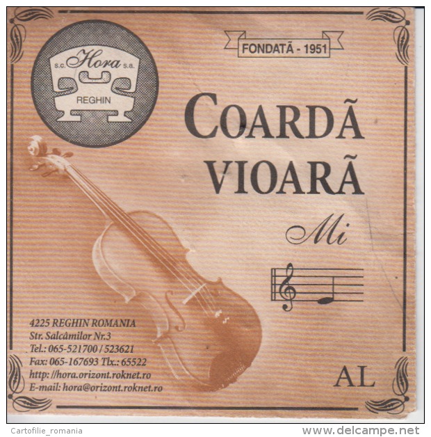 Romania Reghin Violin Strings Envelope Label Empty - Accessoires, Pochettes & Cartons