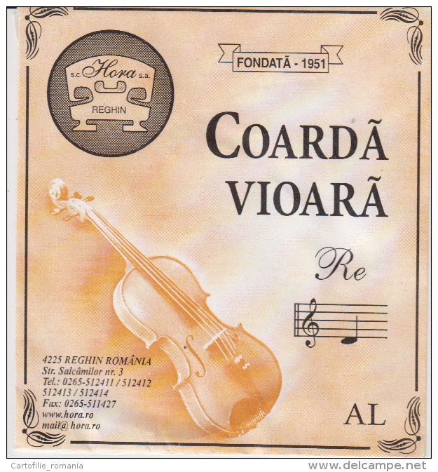 Romania Reghin Violin Strings Envelope Label Empty - Toebehoren En Hoezen