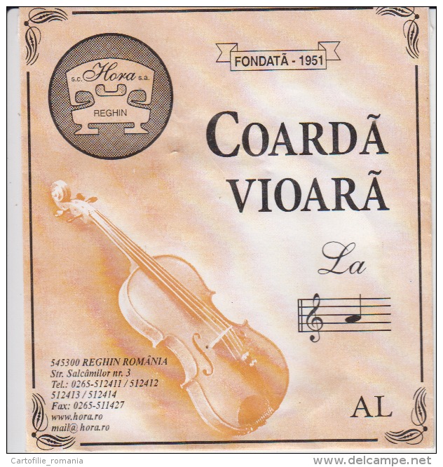 Romania Reghin Violin Strings Envelope Label Empty - Toebehoren En Hoezen