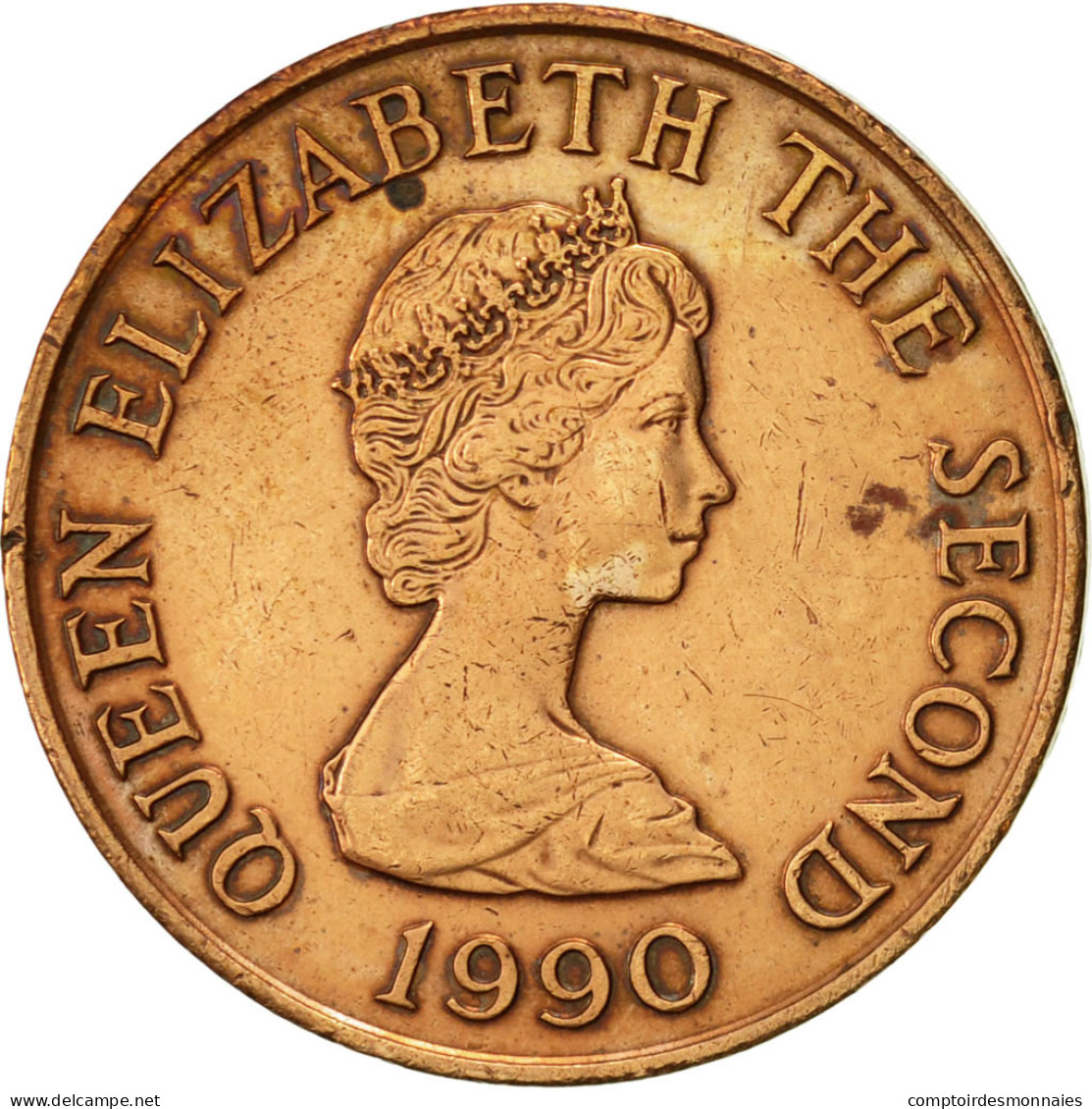 Monnaie, Jersey, Elizabeth II, 2 Pence, 1990, TTB+, Bronze, KM:55 - Jersey