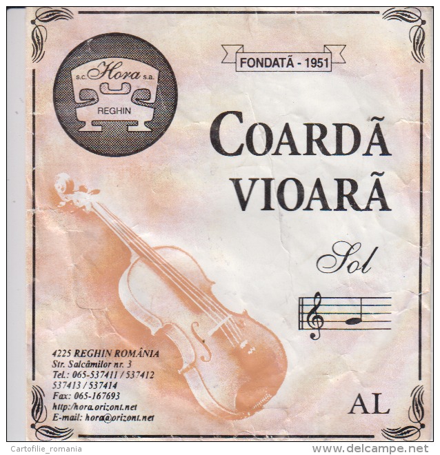 Romania Reghin Violin Strings Envelope Label Empty - Accessoires, Pochettes & Cartons