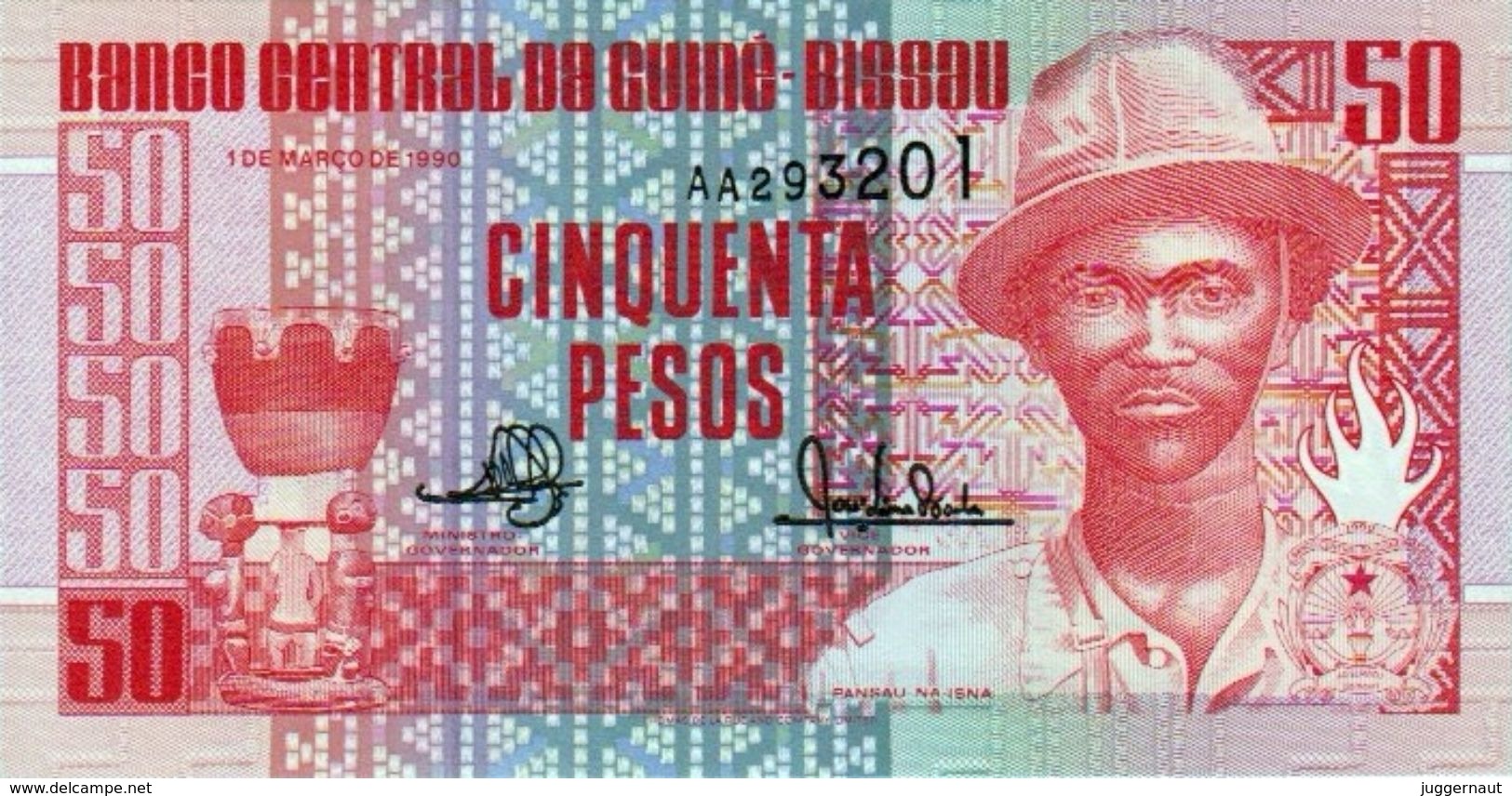 GUINEA-BISSAU 50 PESOS BANKNOTE 1990 AD PICK NO.10 UNCIRCULATED UNC - Guinea-Bissau