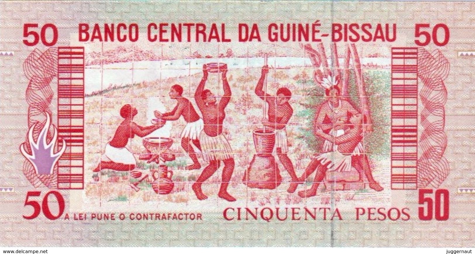 GUINEA-BISSAU 50 PESOS BANKNOTE 1990 AD PICK NO.10 UNCIRCULATED UNC - Guinea-Bissau