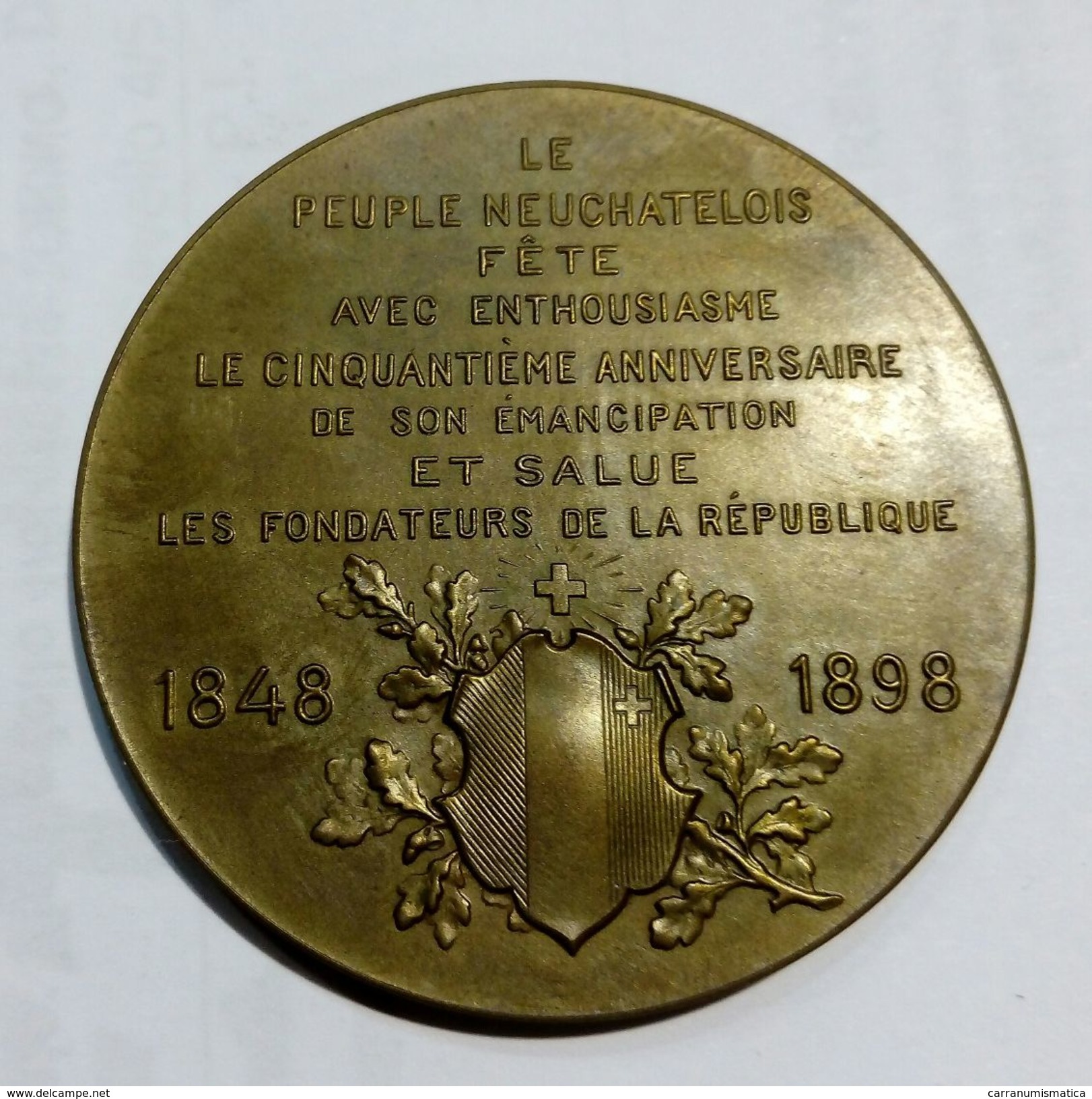 NEUCHATEL - Medaille Du 50ème Anniversaire De Son émancipation (1898) Bronze - 48mm / Suisse / Switzerland - Altri & Non Classificati