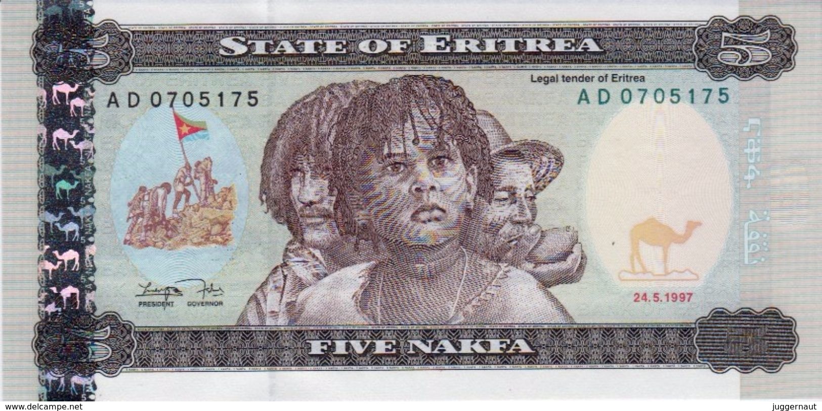 ERITREA 5 NAFKA BANKNOTE 1997 AD PICK NO.2 UNCIRCULATED UNC - Eritrea