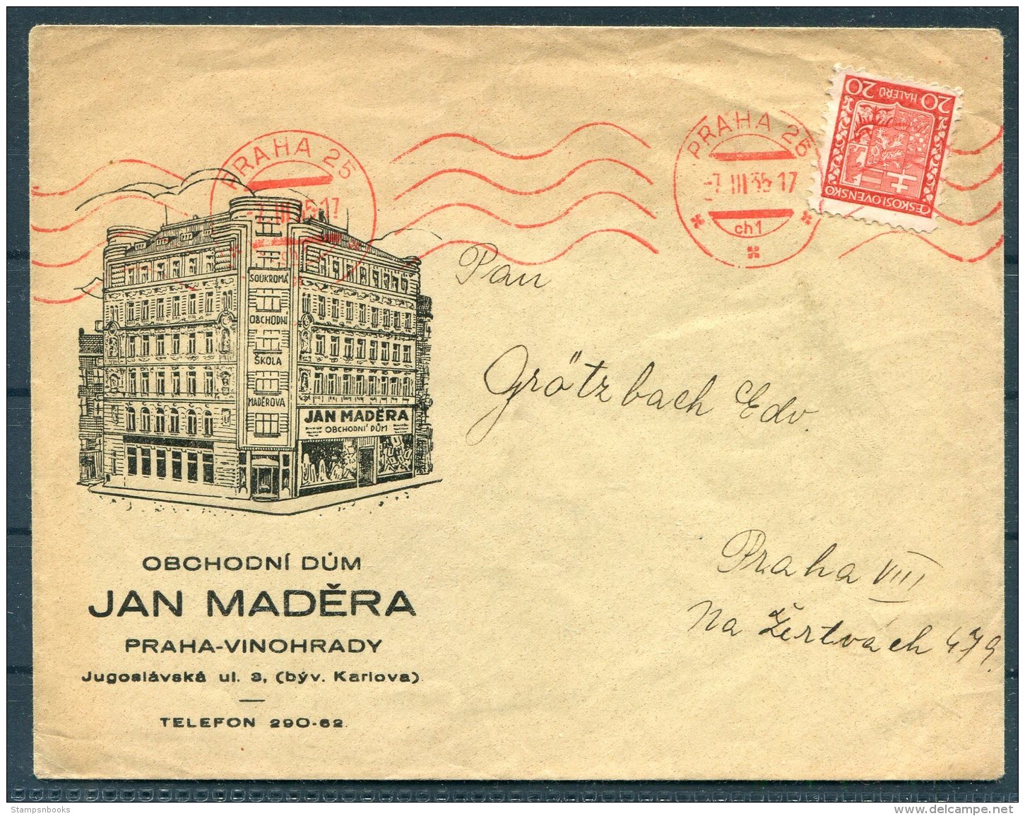 1935 Prague Illustrated Advertising Jan Madera Shop Praha Cover - Covers & Documents