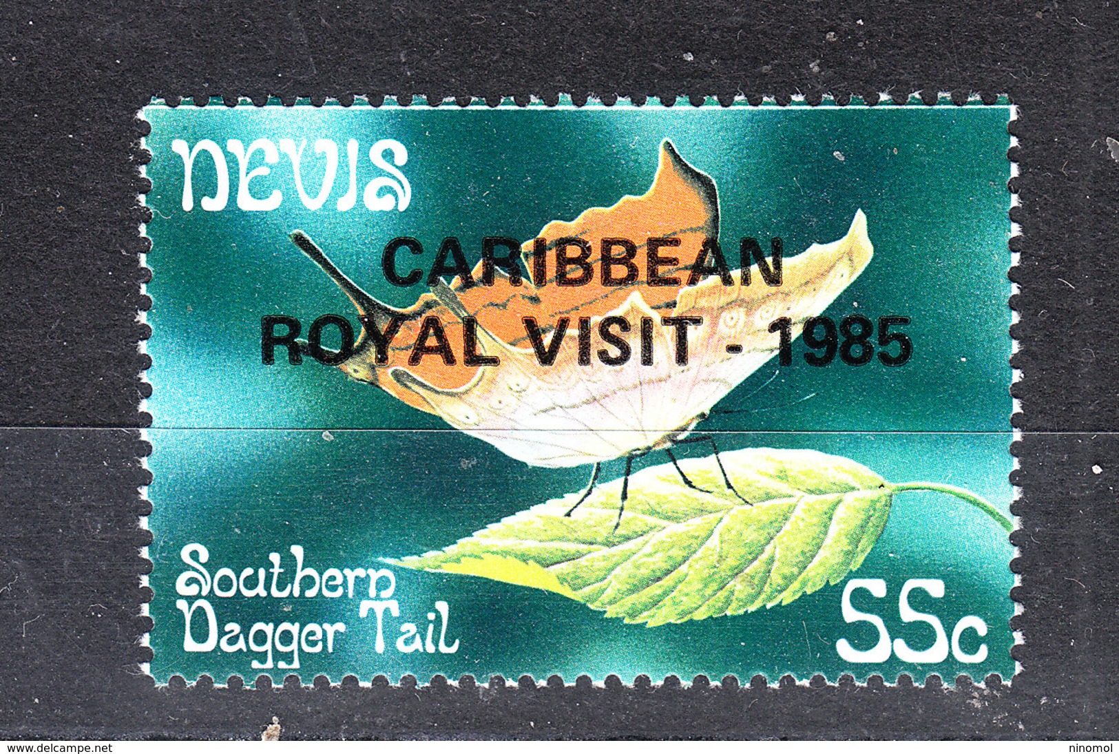 Nevis  - 1985.Farfalla  Mariposa  Ovpt. " Caribbean Royal Visit ". The Only  Stamp  " Butterfly " Of The Set. Rare , MNH - Farfalle