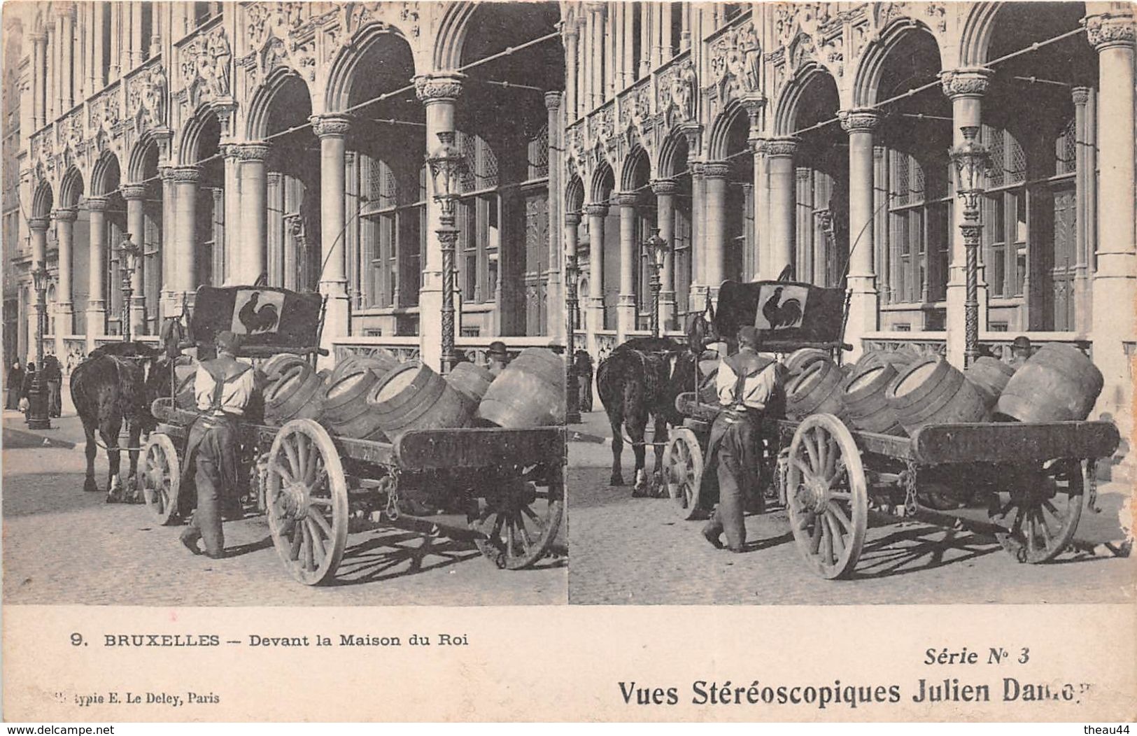 BELGIQUE -  BRUXELLES  -  Carte-Stéréo De La Ville   -  Devant La Maison Du Roi  -  Transport De Futs De Bières - Lotti, Serie, Collezioni