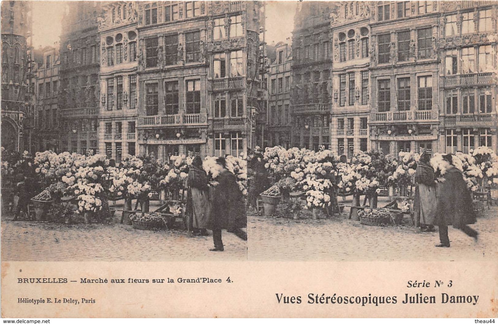 BELGIQUE -  BRUXELLES  -  Carte-Stéréo De La Ville   -  Marché Aux Fleurs Sur La Grand'Place - Mercadillos