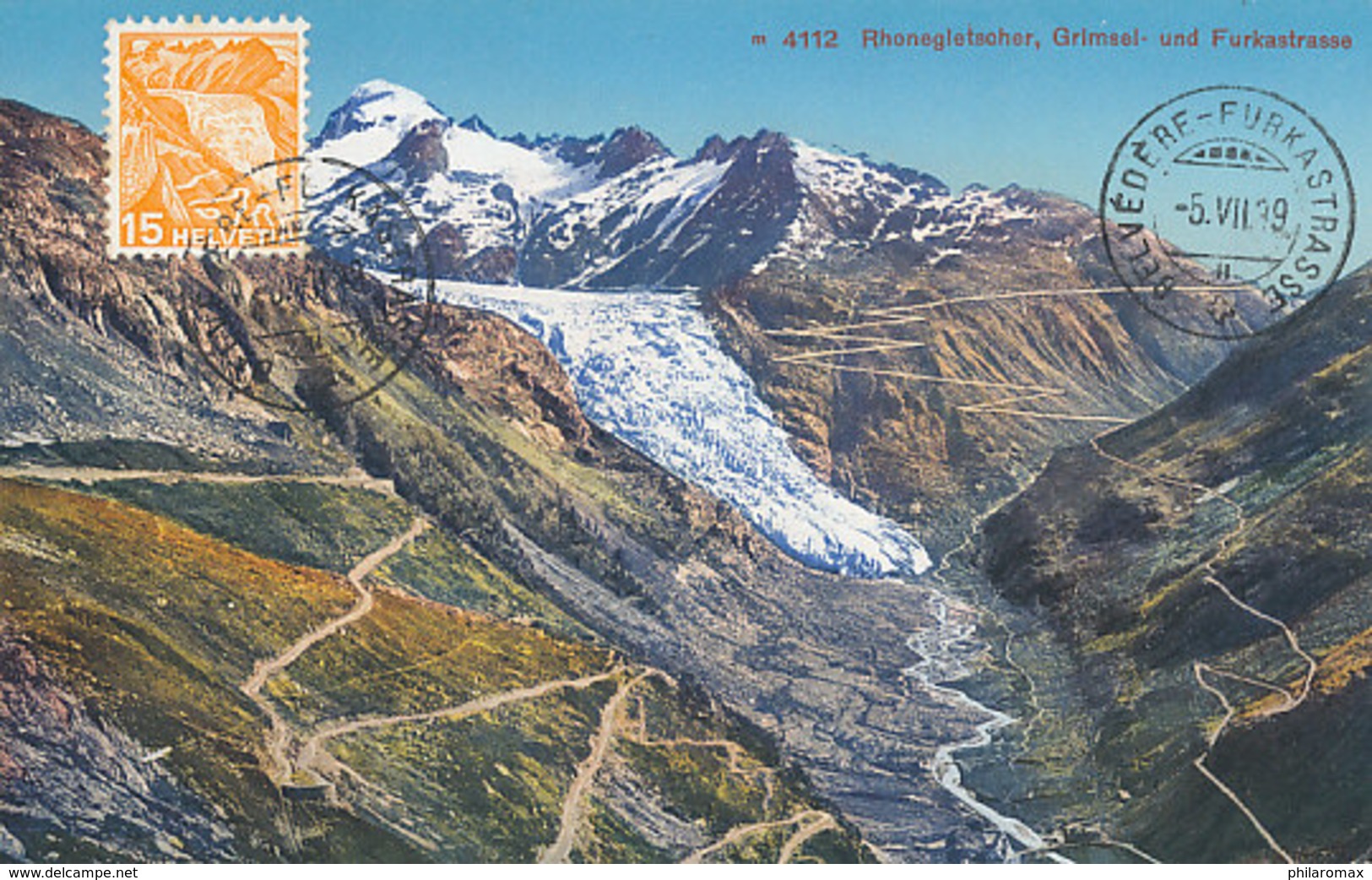 D31274 CARTE MAXIMUM CARD RR 1939 SWITZERLAND - RHÔNEGLETSCHER FURKA ALPS CP ORIGINAL - Autres & Non Classés