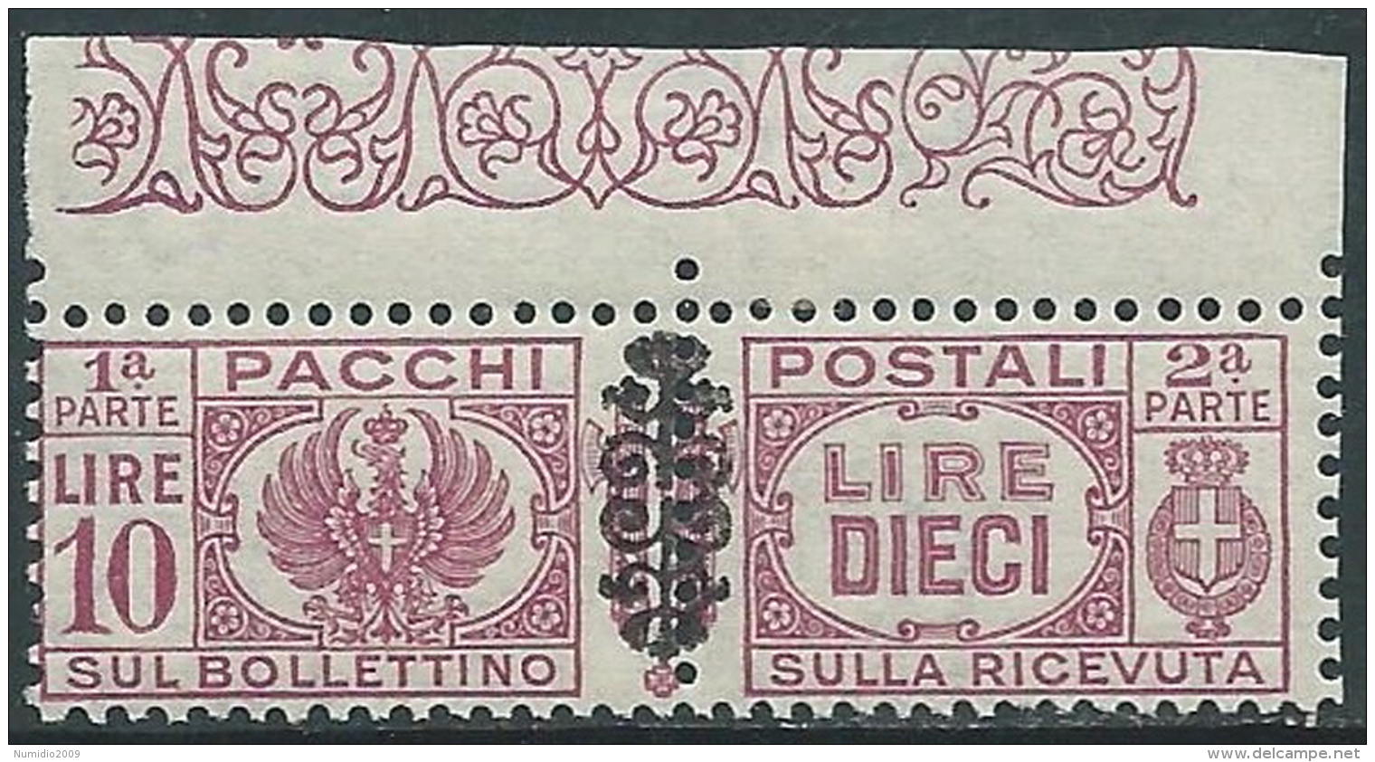 1945 LUOGOTENENZA PACCHI POSTALI 10 LIRE MNH ** - E90 - Paketmarken