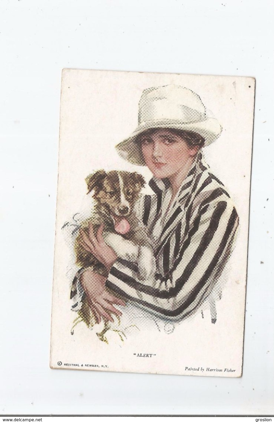 HARRISON FISHER ILLUSTRATION 763 ALERT "FEMME AU CHAPEAU ET CHIEN) - Fisher, Harrison