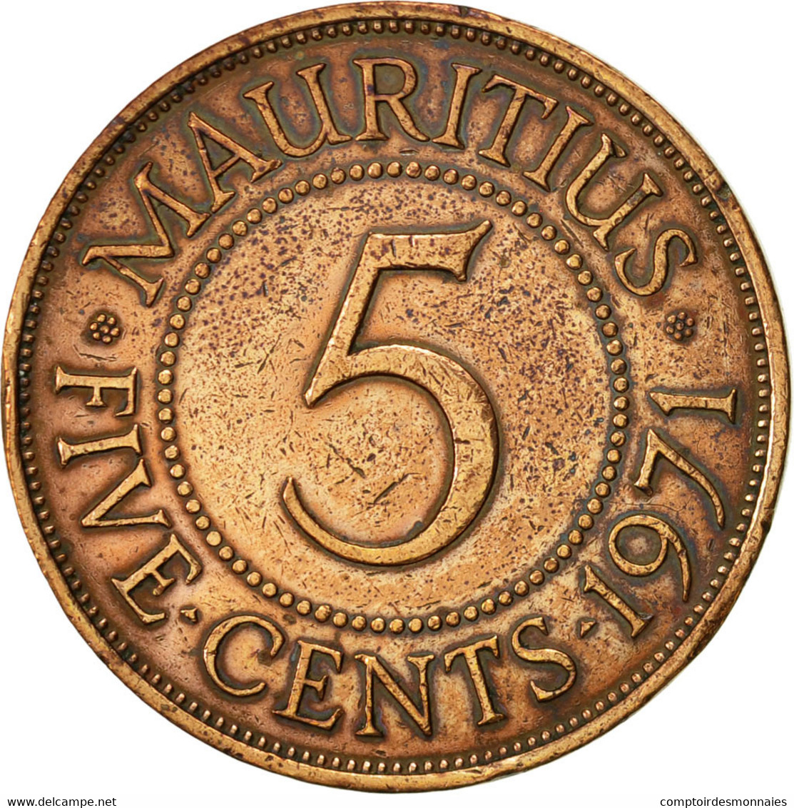 Monnaie, Mauritius, Elizabeth II, 5 Cents, 1971, TTB, Bronze, KM:34 - Mauritius