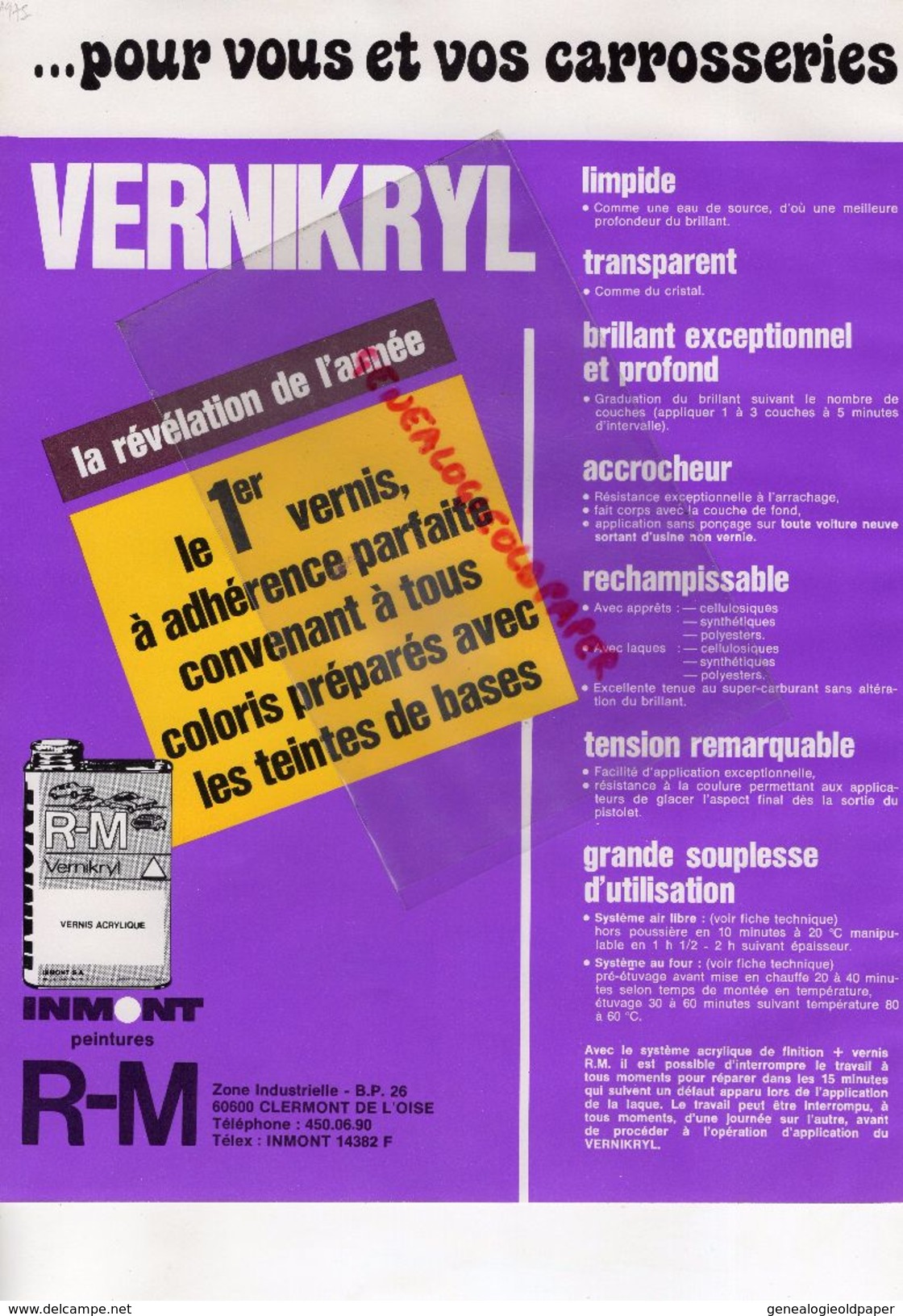 60- CLERMONT DE L' OISE- PUBLICITE CARTOMANCIENNE VOYANTE - VERNIKRIL VERNIS AUTOMOBILE- VOYANCE CARTOMANCIE - Publicités