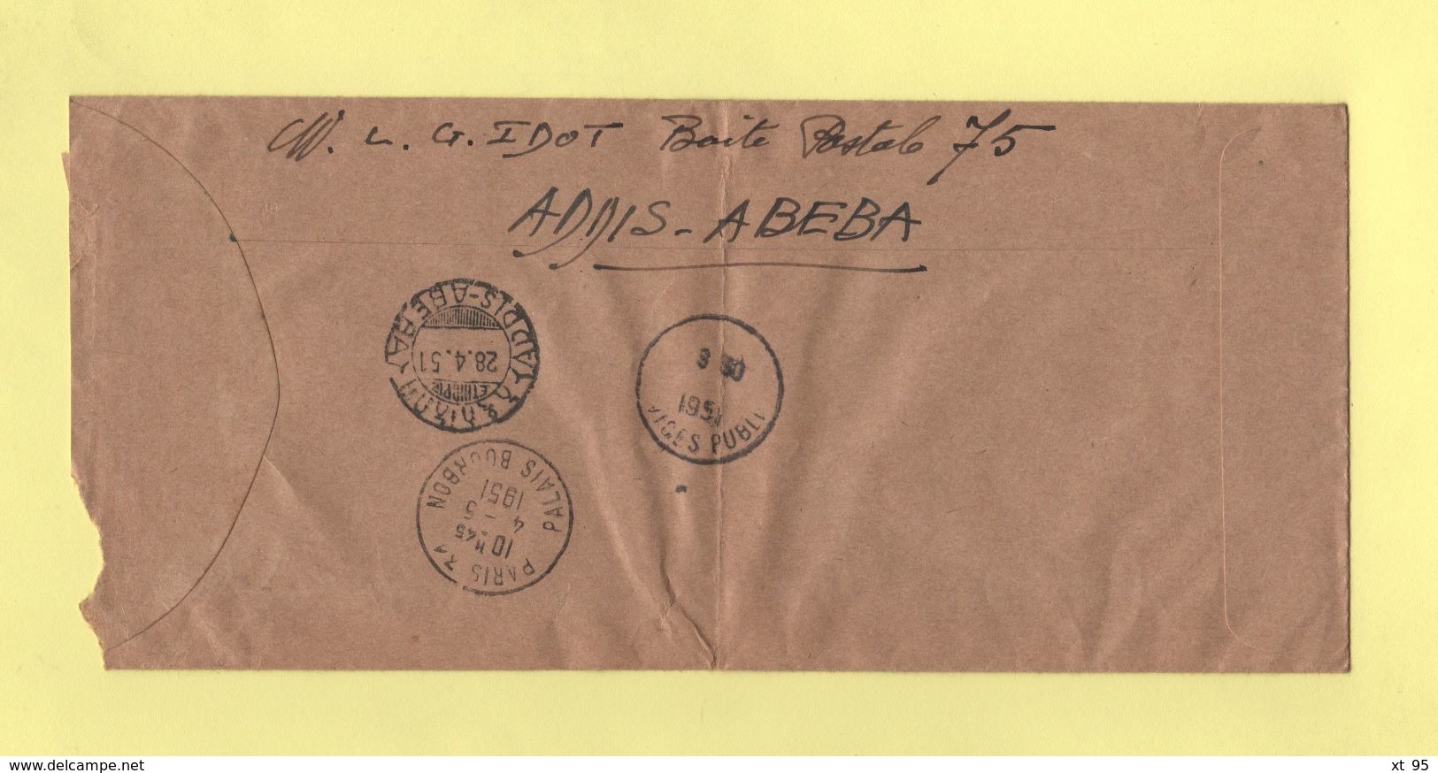 Ethiopie - Dire Dawa - Addis Abeda - 26 Avril 1951 - Recommande Pour La France - Ethiopie