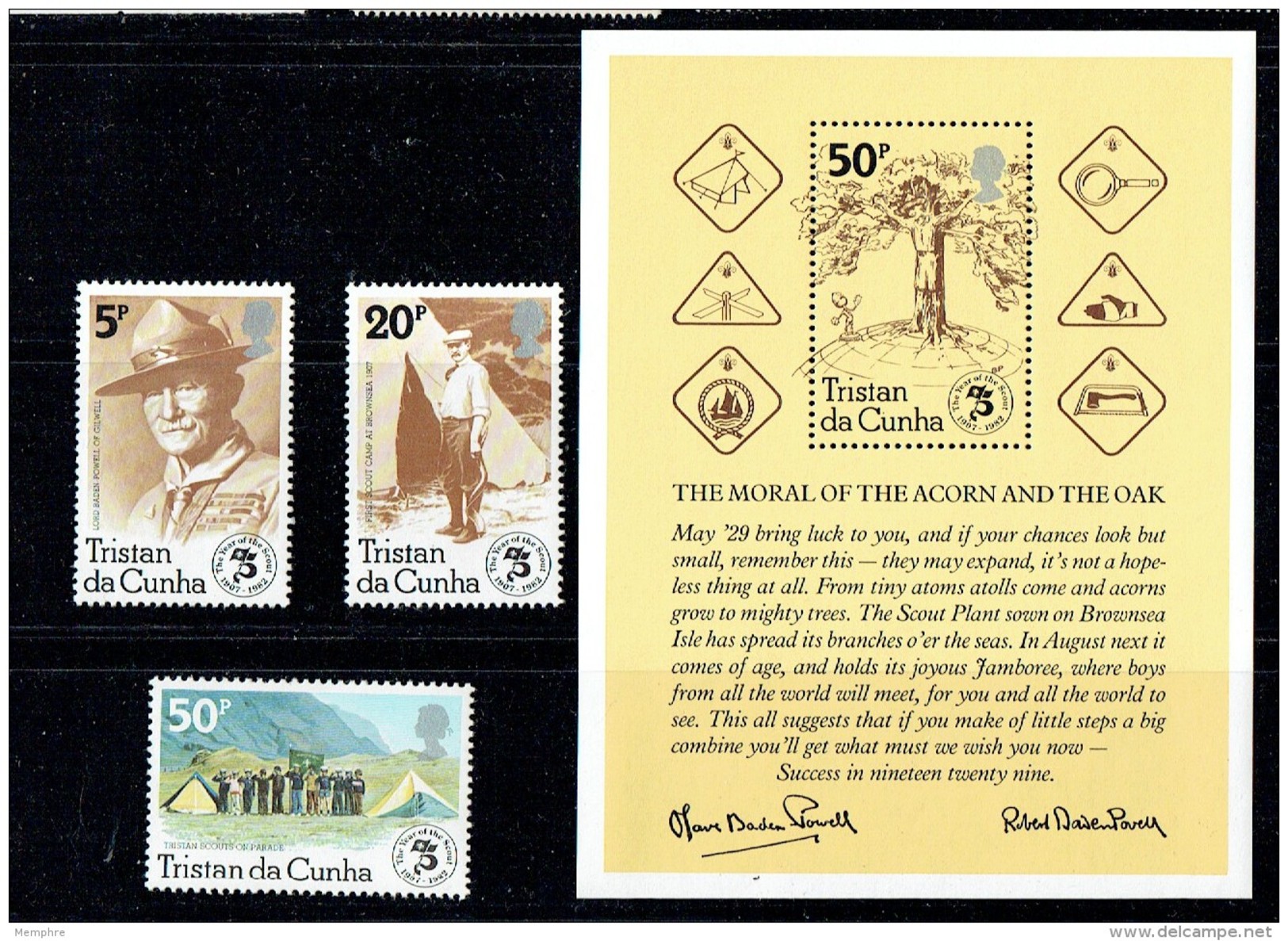 1982  Scouting Yeat  Complete Set And Souvenir Sheet  UM ** - Tristan Da Cunha