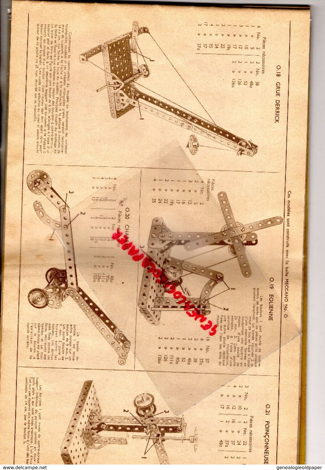 MECCANO - CATALOGUE N° 3- USINES A BOBIGNY- 1949-GRUE LOCOMOTIVE-AVION HYDRAVION-CAMION-TRACTEUR-SULKY-MANEGE-TANK - Meccano